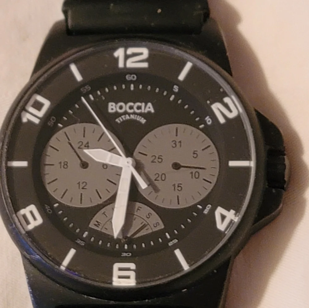Mens Boccia id.‎ Titanium Chronograph Watch 3 Working Subdials Black & Grey